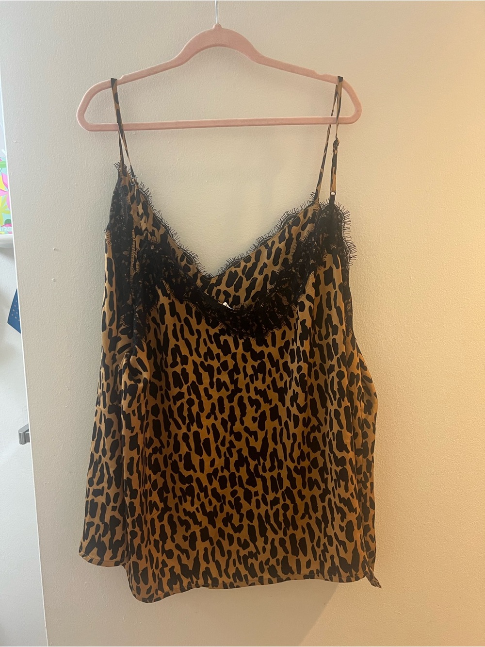 Nordstrom Leopard-Print Lace-Trim Cami - Black & Brown - Picture 9 of 9